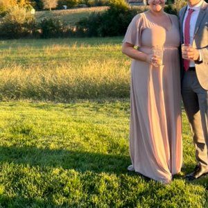 Show Me Your Mumu Emily Empire Maxi Dress in Soft Beige Chiffon